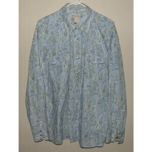 Roper Wear The West Men’s XL LS Western White Snap Shirt Light Blue Paisley